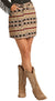 PANHANDLE SLIM Skirts Rock & Roll Cowgirl Women's High Rise Stretch Aztec Print Denim Skirt RRWD69RZQ9
