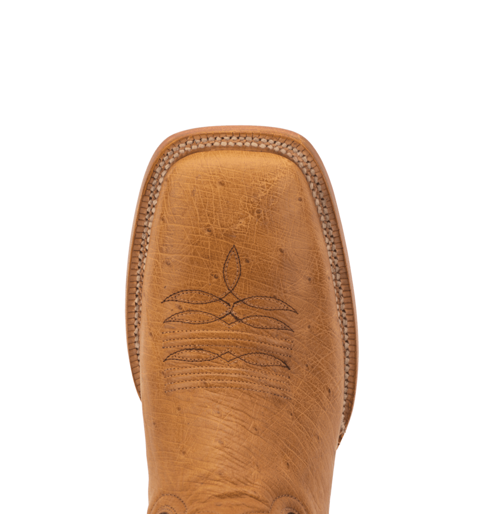 R WATSON BOOTS Boots R. Watson Men's Antique Saddle/Forest Green Goat Smooth Ostrich Wide Square Toe Western Boots RW5003-2