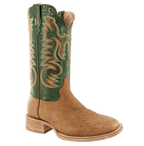 R WATSON BOOTS Boots R. Watson Men's Antique Saddle/Forest Green Goat Smooth Ostrich Wide Square Toe Western Boots RW5003-2