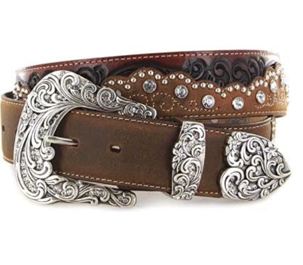 Russell's Western Wear, Inc. Tony Lama Women’s Kaitlyn Crystal Brown Belt C50499