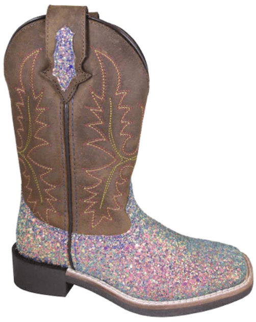 Smoky Mt Boots Boots Smoky Mountain Girls Ariel Pastel Glitter Square Toe Boots 3077C