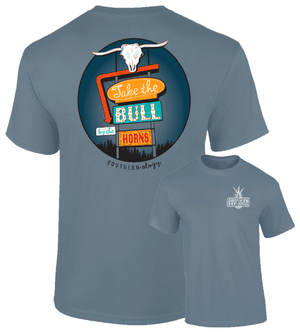 SOUTHERNOLOGY Shirts Southernology Women's Bull by the Horns Blue Short Sleeve T-Shirt