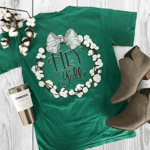 Southernology Shirts Southernology Women's "Hey Y’all" Wreath Tee