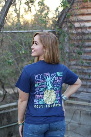 Southernology Shirts Southernology Women's Navy Pineapple Talk Southern To Me Tee