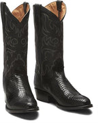 TONY LAMA Boots Tony Lama Men's 1911 Nacogdoches Teju Lizard Black Round Toe Cowboy Boots TL5150