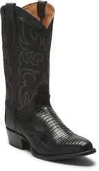 TONY LAMA Boots Tony Lama Men's 1911 Nacogdoches Teju Lizard Black Round Toe Cowboy Boots TL5150