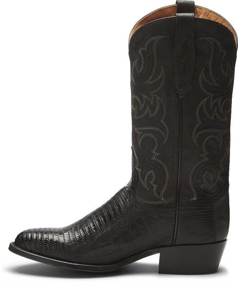 TONY LAMA Boots Tony Lama Men's 1911 Nacogdoches Teju Lizard Black Round Toe Cowboy Boots TL5150