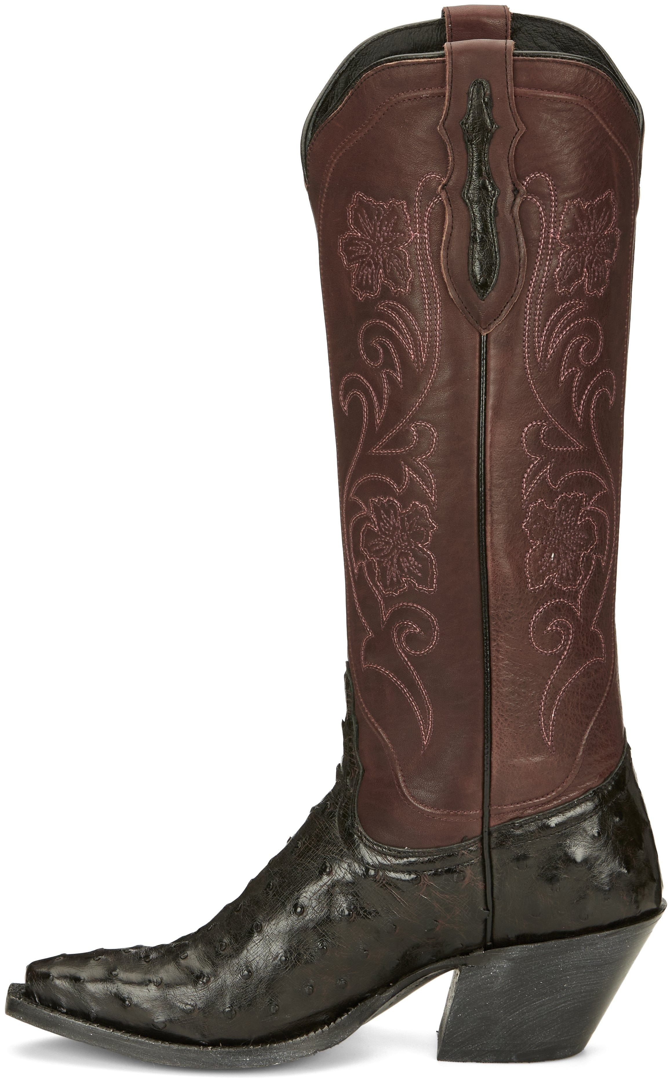 Tony Lama Women's Vaqueras Ines Black Cherry Full Quill Ostrich