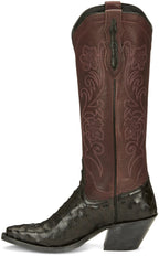 TONY LAMA Boots Tony Lama Women's Vasqueras Ines Full Quill Ostrich Black Cherry Narrow Square Western Boot - VF3056