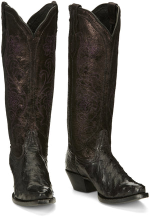TONY LAMA Boots Tony Lama Womens Vaqueras Ines Full Quill Dark Purple Small Square Toe - VF3057