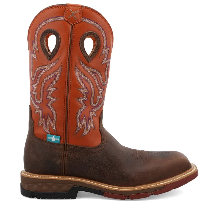 TWISTED X BOOTS Boots Twisted X Men's Brown Waterproof Nano Composite Safety Toe Western Work Boots MXBNW03