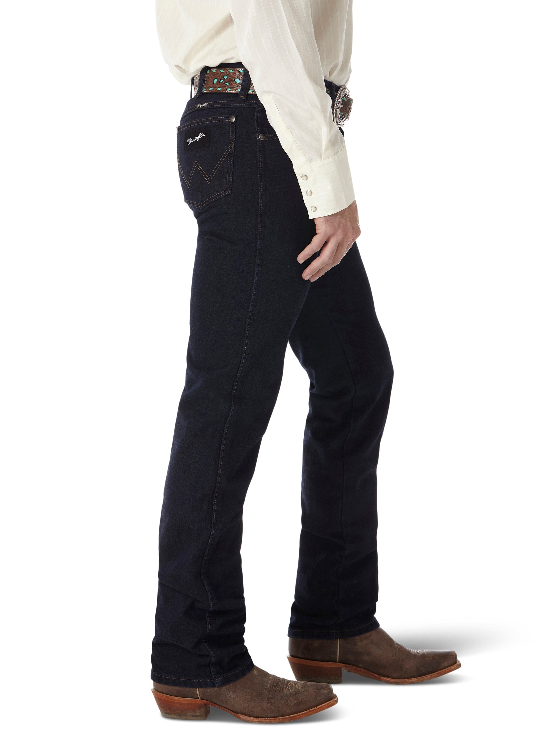 Wrangler Men's Cowboy Cut Silver Edition Dark Denim Slim Fit Jeans