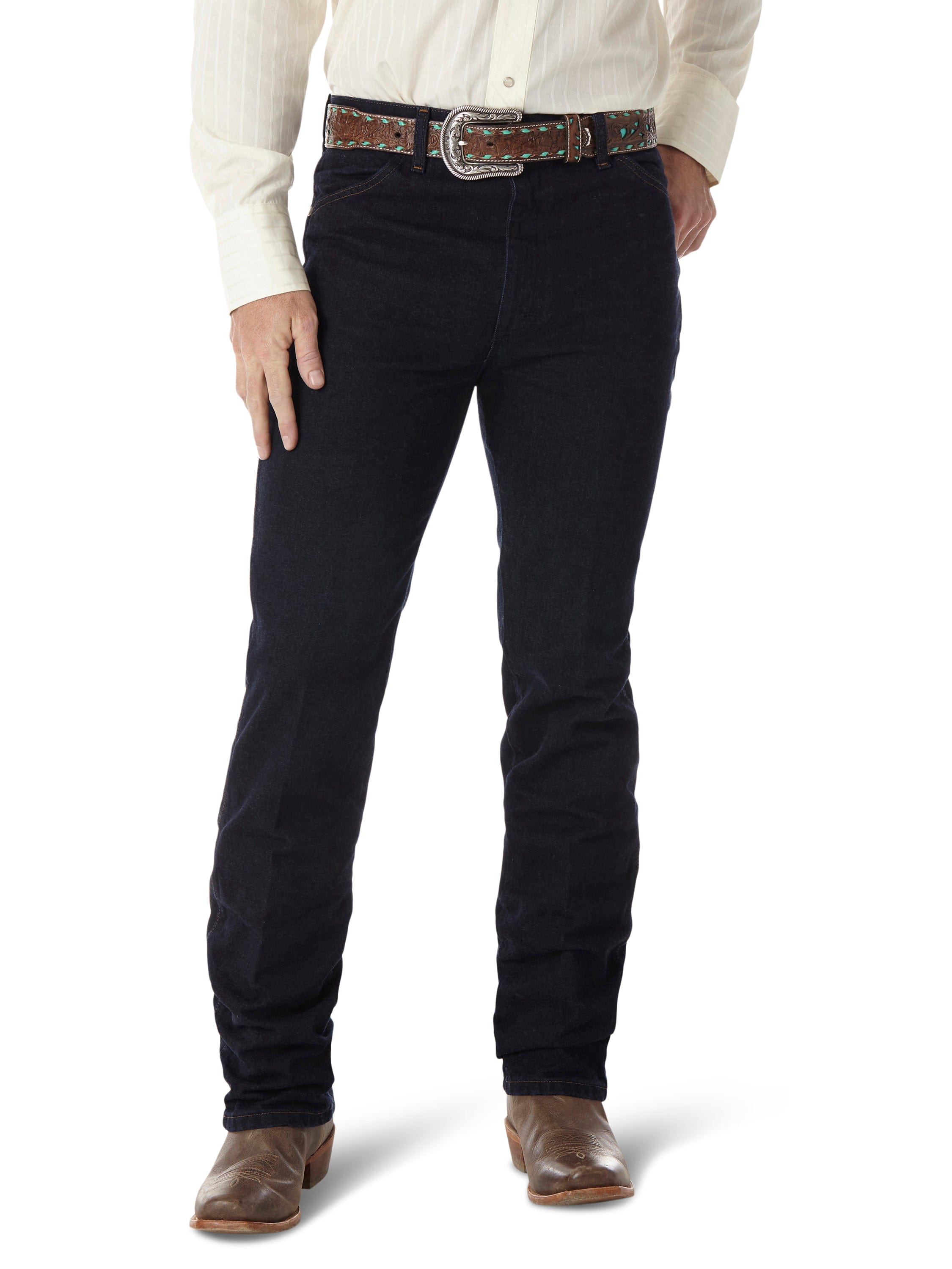 Wrangler Men's Cowboy Cut Silver Edition Dark Denim Slim Fit Jeans 933 - Western Wear,