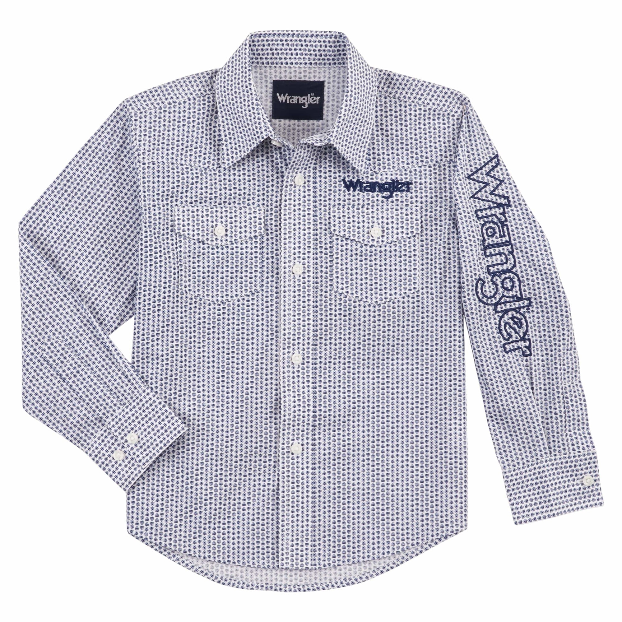 WRANGLER JEANS Shirts Wrangler Boys Logo Atlantic Long Sleeve Western Snap Shirt 112317215