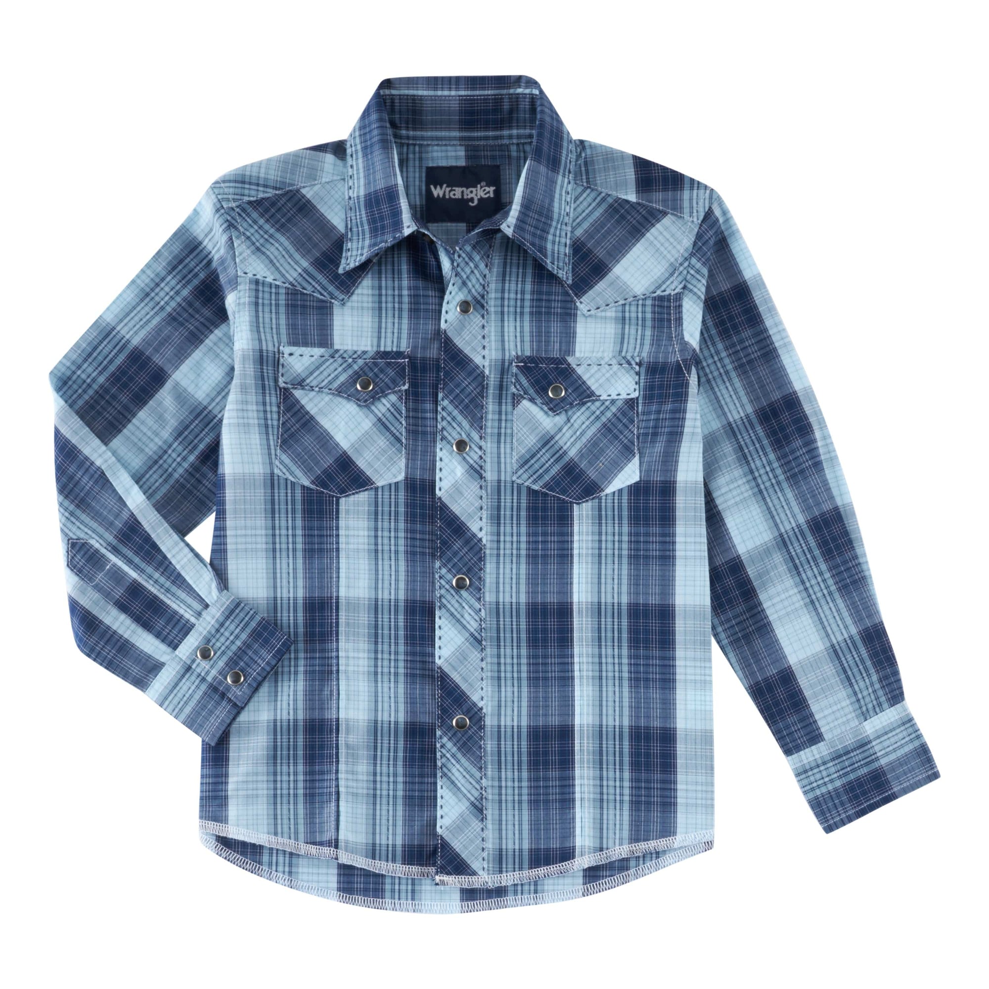 WRANGLER JEANS Shirts Wrangler Boys Meditative Long Sleeve Fashion Western Snap Plaid Shirt 112318699