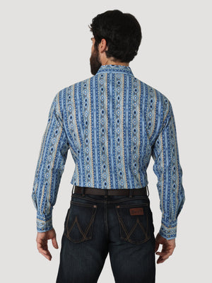 WRANGLER JEANS Shirts Wrangler Men's Checotah Bay Blue Long Sleeve Western Snap Shirt 112316687