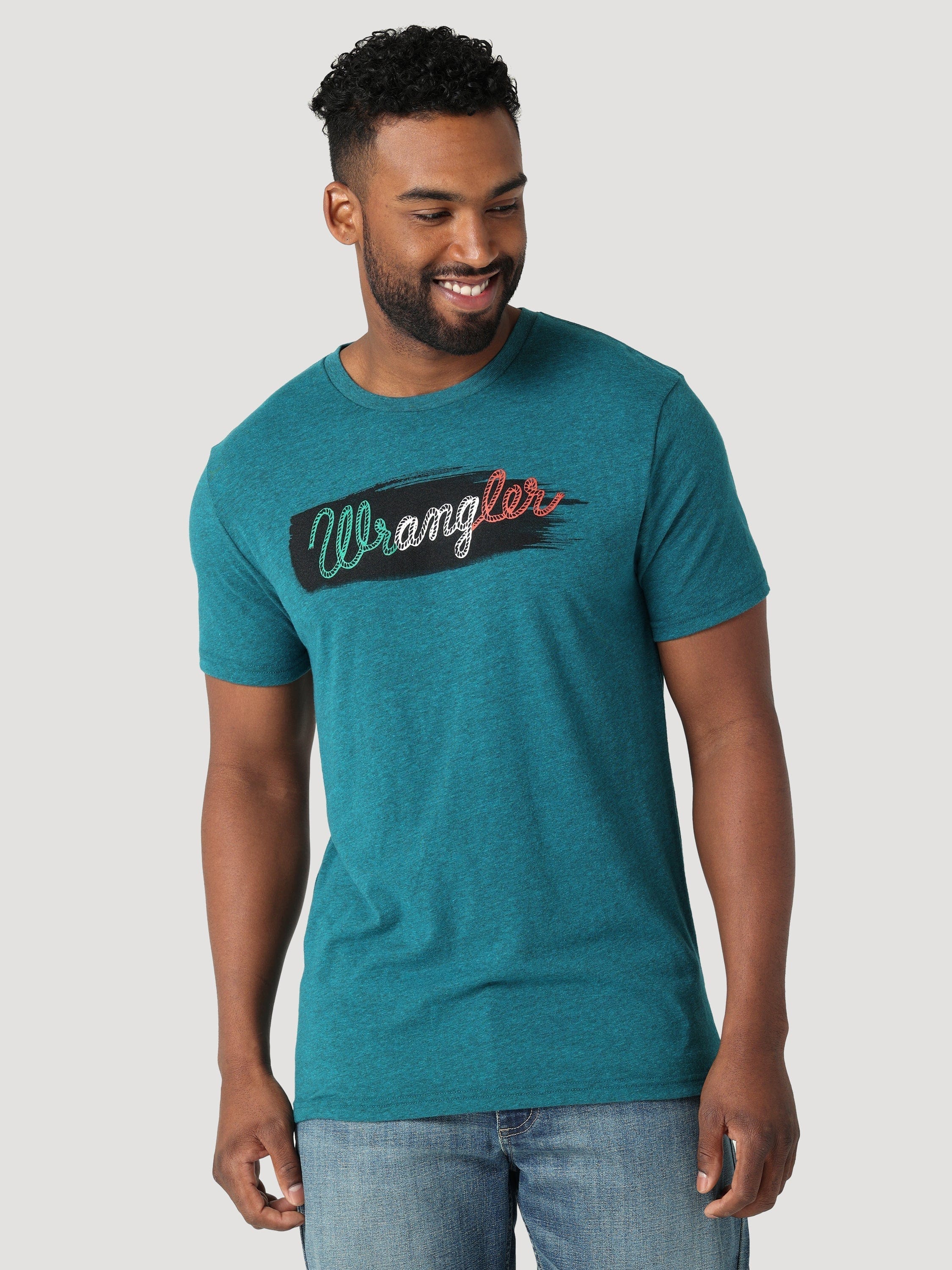 Bunke af Labe Tomhed Wrangler Men's Green White Red Logo Cyan Pepper Heather T-Shirt 112315 -  Russell's Western Wear, Inc.