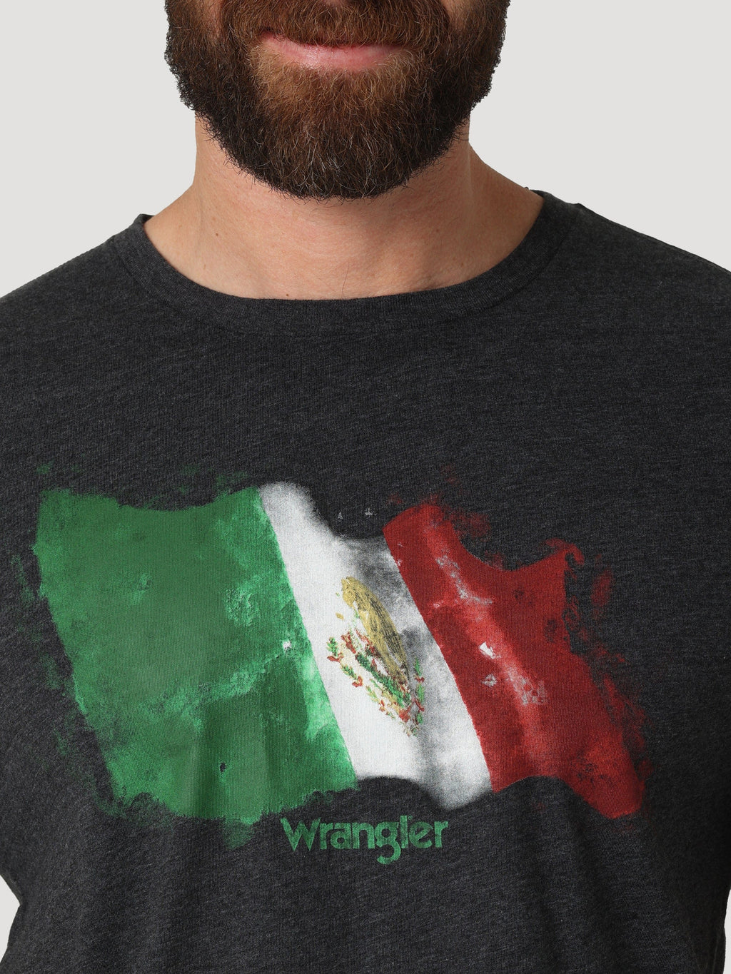 WRANGLER JEANS Shirts Wrangler Men's Mexican Flag Caviar Heather Short Sleeve T-Shirt 112318451