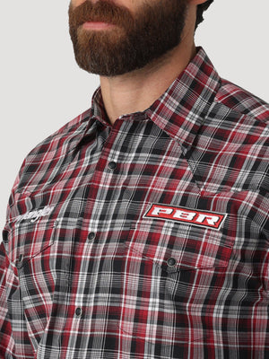 WRANGLER JEANS Shirts Wrangler Men's PBR® Logo Red/Black Long Sleeve Western Snap Shirt 112317135