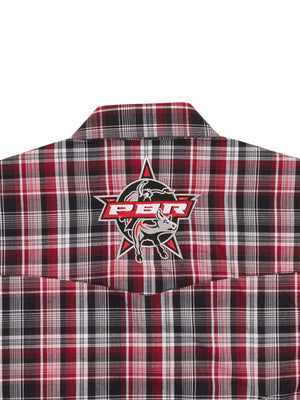 WRANGLER JEANS Shirts Wrangler Men's PBR® Logo Red/Black Long Sleeve Western Snap Shirt 112317135