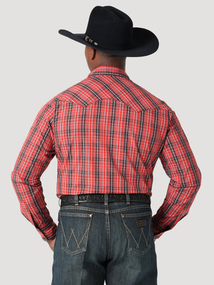 WRANGLER JEANS Shirts Wrangler Men's Red Plaid Long Sleeve Western Snap Shirt 112317069