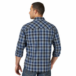 WRANGLER JEANS Shirts Wrangler Men's Retro Medieval Blue Long Sleeve Sawtooth Snap Pocket Western Shirt 112318772