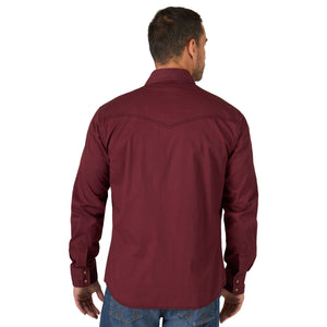 WRANGLER JEANS Shirts Wrangler Men's Retro Premium Wine Long Sleeve Western Snap Shirt 112318871