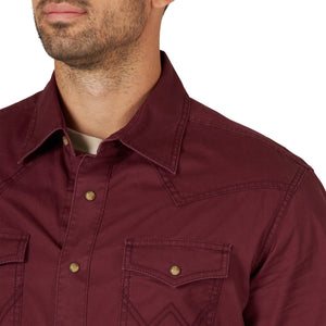 WRANGLER JEANS Shirts Wrangler Men's Retro Premium Wine Long Sleeve Western Snap Shirt 112318871