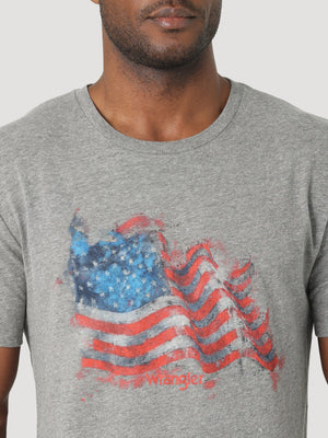 WRANGLER JEANS Shirts Wrangler Men's USA Flag Graphite Heather Short Sleeve T-Shirt 112318439