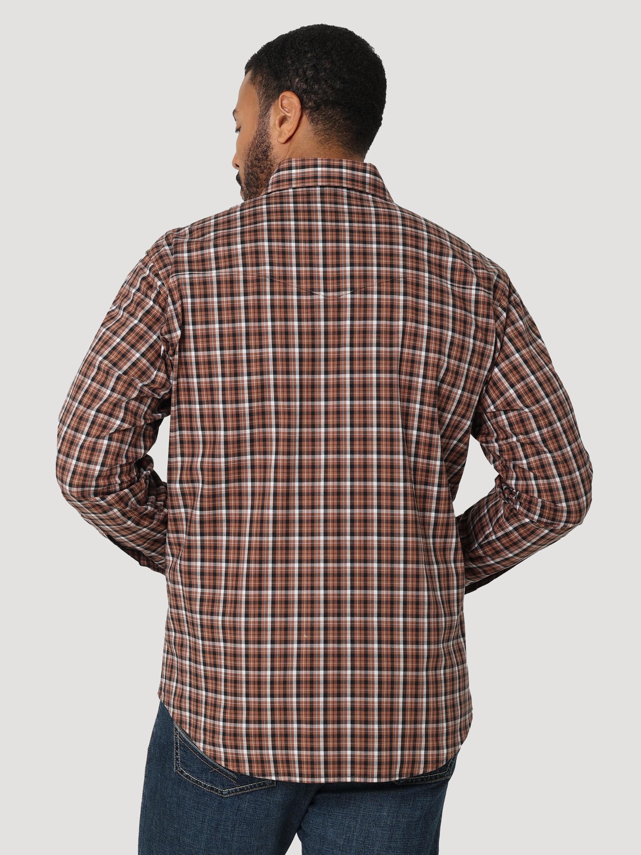Wrangler Men's Wrinkle Resist Coffee Long Sleeve Western Plaid