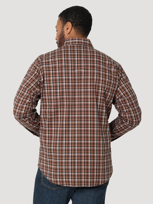 WRANGLER JEANS Shirts Wrangler Men's Wrinkle Resist Coffee Long Sleeve Western Plaid Shirt112318653