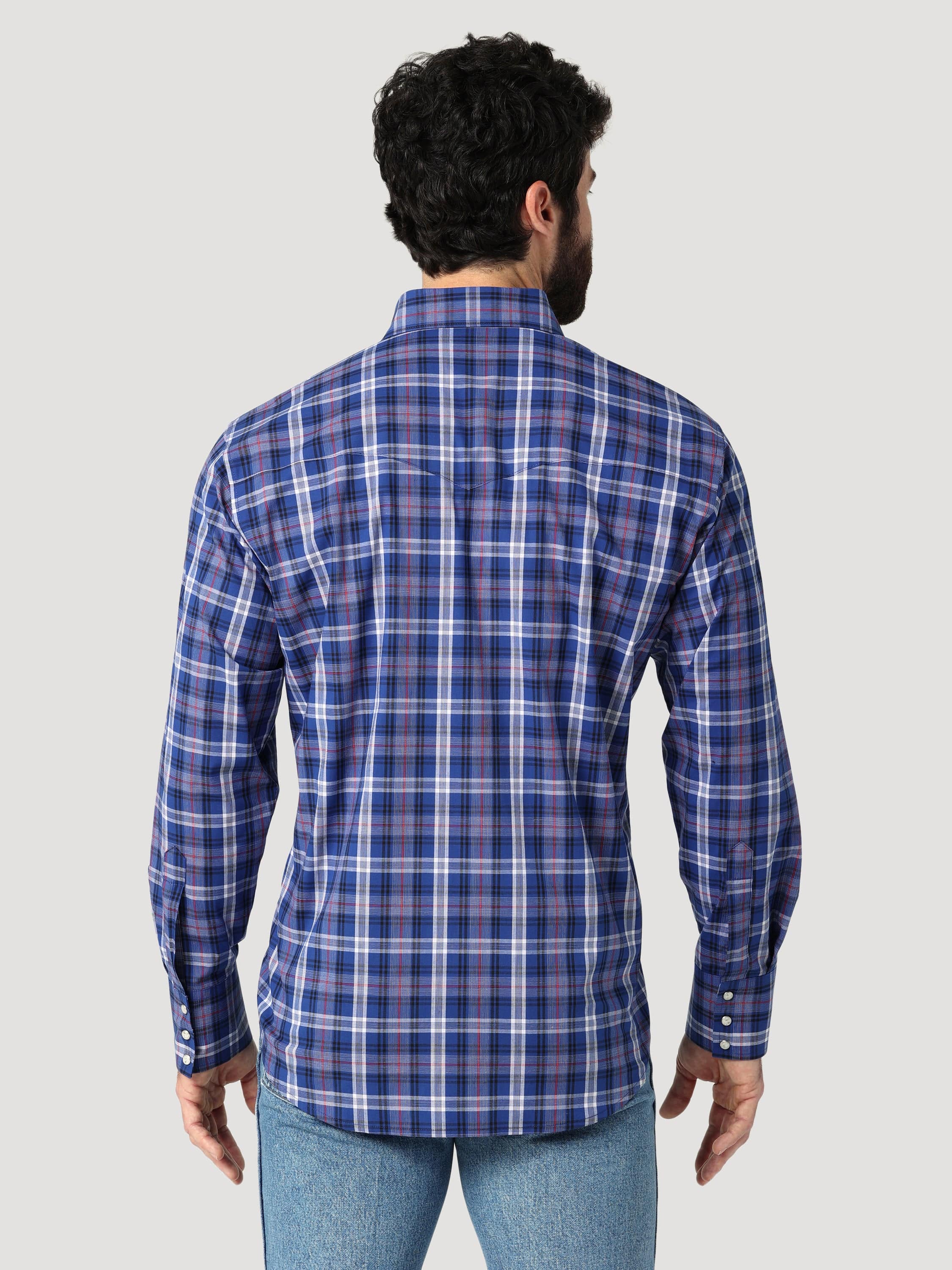 Wrangler Men's Wrinkle Resist Sodalite Long Sleeve Western Plaid