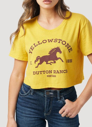 WRANGLER JEANS Shirts Wrangler Women's Horse Mustard Crop Tee 112323592