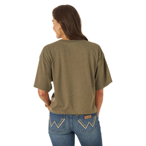 WRANGLER JEANS Shirts Wrangler Women's Retro Rope Logo Olive Graphic Crop Tee 112318822