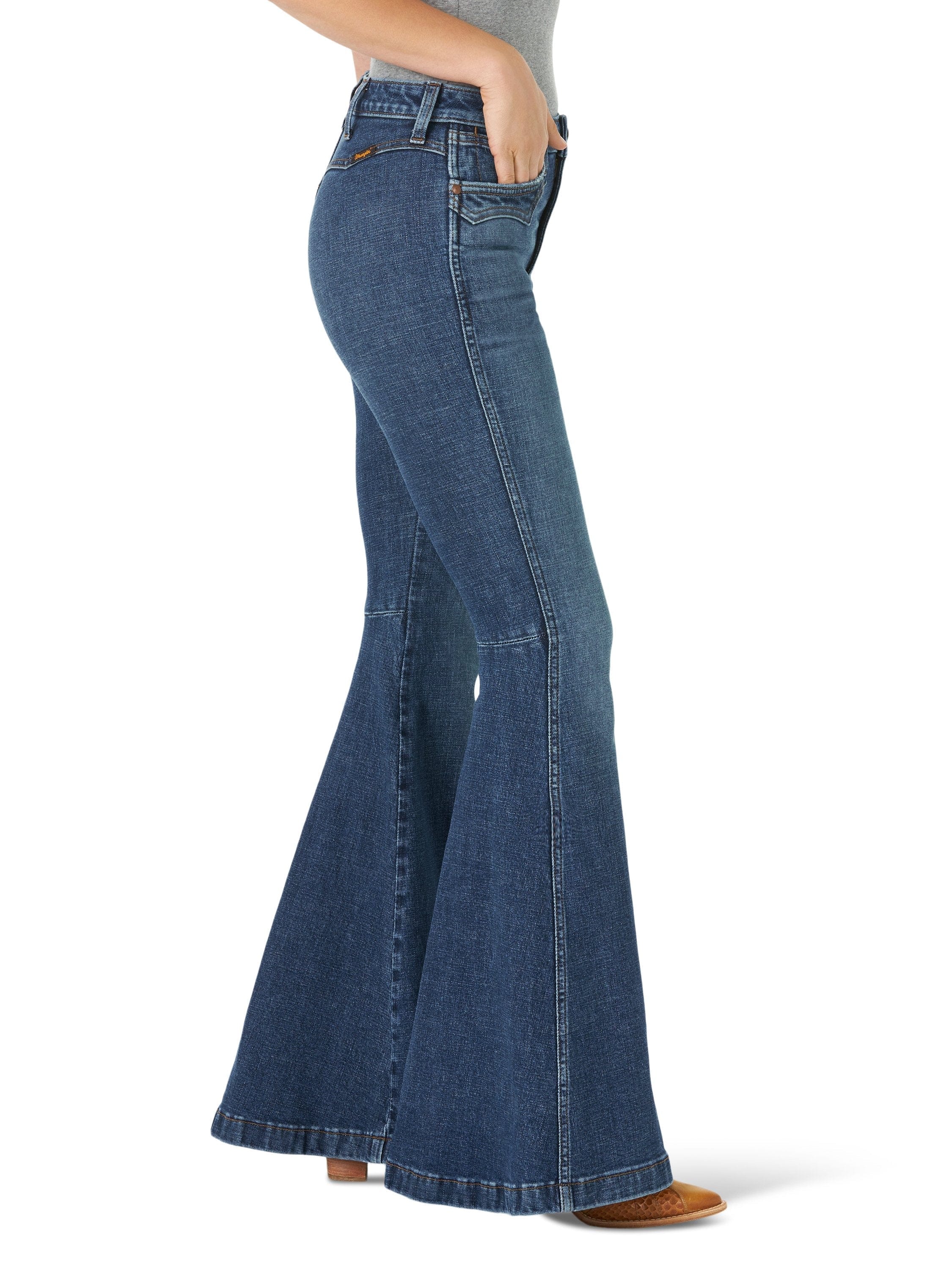 Wrangler Women's Retro Side Panel Flare Jeans in Shady Lady