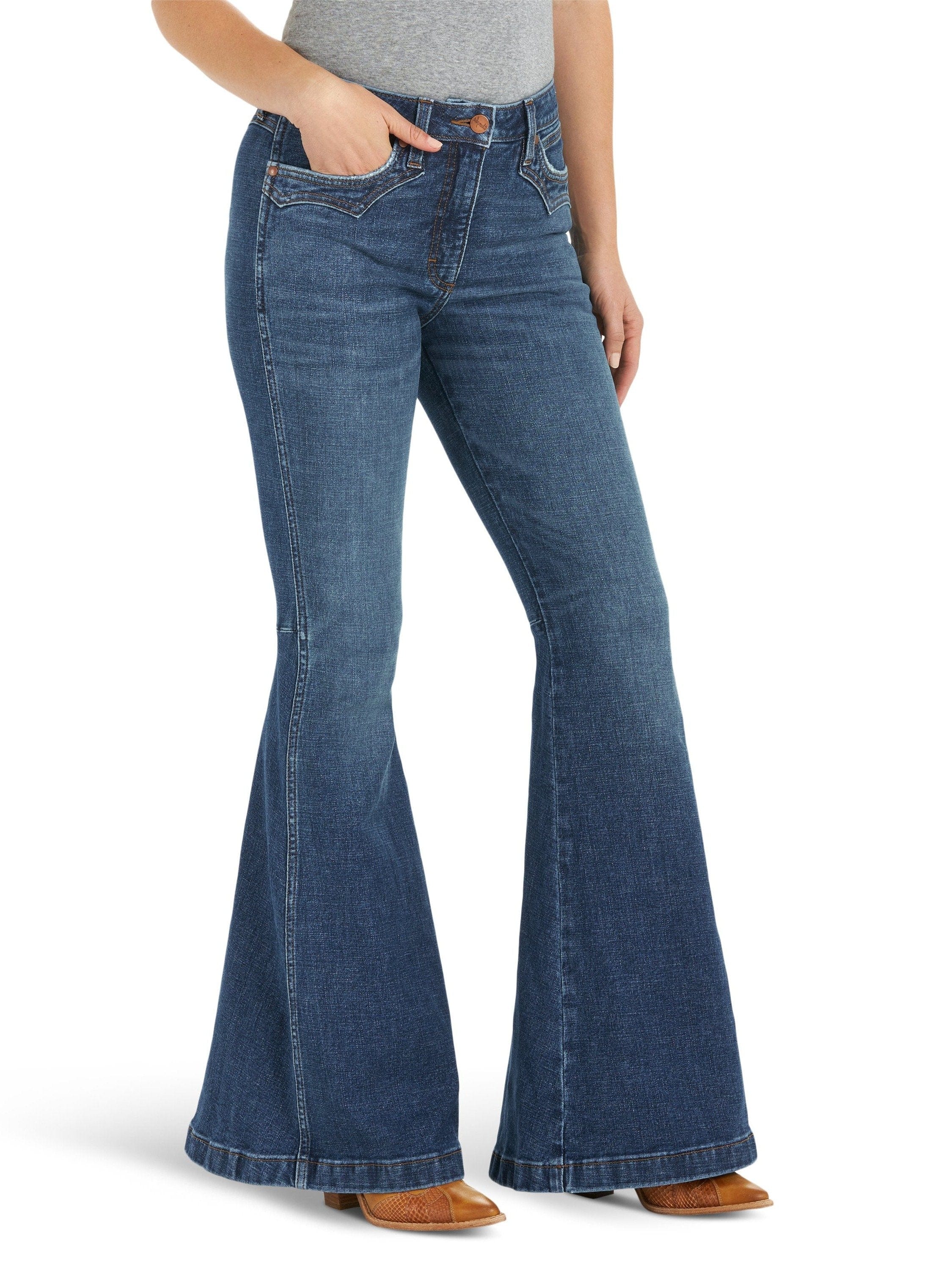 Wrangler Women's Retro Medium Wash High Rise Flare Jeans - 11MPFJW