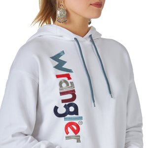Wrangler Outerwear Wrangler Women's Retro White Long Sleeve Colorblock Logo Graphic Hoodie - LWK399W
