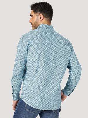 WRANGLER Shirts Wrangler Men's 20X® Competition Advanced Comfort Teal/Multi Long Sleeve Western Snap Shirt MJC355B