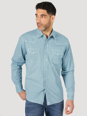 WRANGLER Shirts Wrangler Men's 20X® Competition Advanced Comfort Teal/Multi Long Sleeve Western Snap Shirt MJC355B