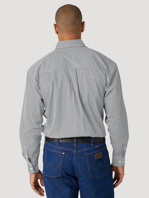 WRANGLER Shirts Wrangler Men's George Strait White/Navy Long Sleeve Shirt 10MGSN957