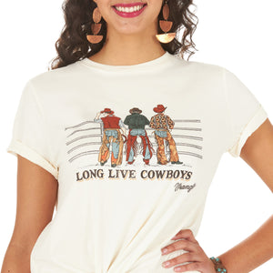 Wrangler Shirts Wrangler Women's Retro Cowboy Fence Short Sleeve Cream Graphic Tee - LWK323W