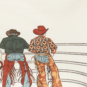 Wrangler Shirts Wrangler Women's Retro Cowboy Fence Short Sleeve Cream Graphic Tee - LWK323W