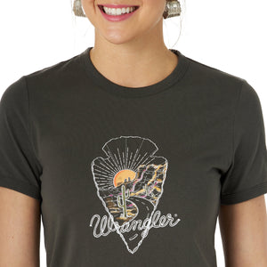WRANGLER Shirts Wrangler Women's Retro Ringer Arrow Grey Graphic Tee - LWK585X